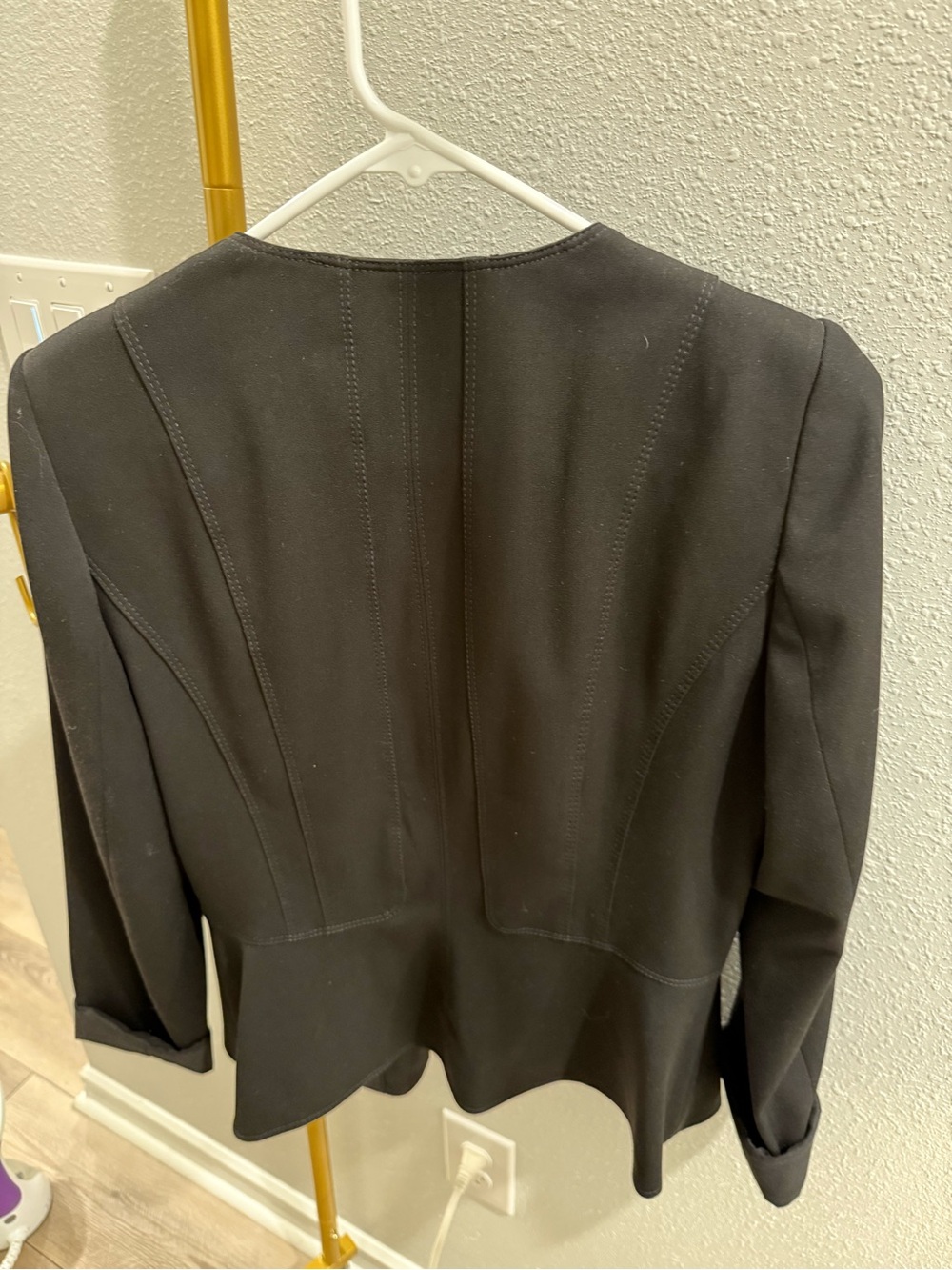 White House Black Market Black Ruffled Open-Front Blazer - Picture 6 of 7